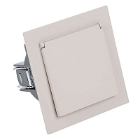 Розетка 1-местная с крышкой с защ. штор, STEKKER, с/з, 250В, 16А, серия Мия, RST16-3112-08, пудровый жемчуг 50485