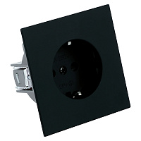 Розетка 1-местная с защитной шторкой с/з (механизм), STEKKER, 250В, 16А, серия Мия, RST16-3110-05, черный бархат 50454