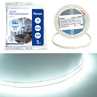 Светодиодная LED лента Feron LS503 240SMD(2835)/м 22Вт/м 24V 5000*10*1.22мм 6000К, IP20  Светодиодная LED лента Feron LS503 240SMD(2835)/м 22Вт/м 24V 5000*10*1.22мм 6000К, IP20