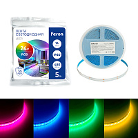 Светодиодная COB лента Feron LS531 480SMD(2110) 14Вт/м 24V 5000*10*1.8мм RGB, IP20 Светодиодная COB лента Feron LS531 480SMD(2110) 14Вт/м 24V 5000*10*1.8мм RGB, IP20