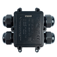 Распределительная коробка STEKKER LD552, количество вводов: 4, поликарбонат, нейлон, цвет черный, размер 114,4*106,7*35,3мм. 50554