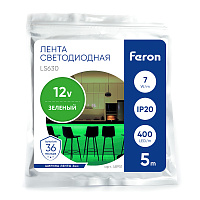 Светодиодная COB лента Feron LS630, 400SMD(2110)/ 7Вт/м 12V 5000*3*1.8мм зеленый, IP20 Артикул 48951 Светодиодная COB лента Feron LS630, 400SMD(2110)/ 7Вт/м 12V 5000*3*1.8мм зеленый, IP20 Артикул 48951