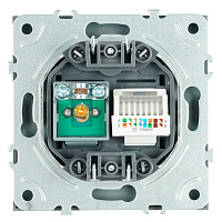 Розетка TV + компьютерная RJ-45 (механизм), STEKKER, серия Эмили, RST00-5106-09, антрацит, soft touch 49924