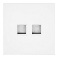 Розетка компьютерная 2-местная RJ-45 (механизм), STEKKER,  серия Мия, RST00-3111-01, белая магнолия 50437