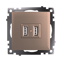 Розетка USB 2-местная (механизм), STEKKER GLS10-7115-02, 250B, 2,1A, серия Катрин, шампань 39602 Розетка USB 2-местная (механизм), STEKKER GLS10-7115-02, 250B, 2,1A, серия Катрин, шампань 39602