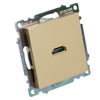 Розетка HDMI 2.1, Type A (механизм), STEKKER, GLS00-7118-08, серия Катрин, золото 50060 Розетка HDMI 2.1, Type A (механизм), STEKKER, GLS00-7118-08, серия Катрин, золото 50060
