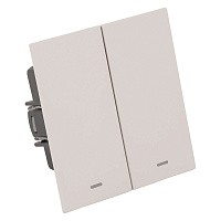 Выключатель 2-клавишный c индикатором (механизм), STEKKER, 250В, 10А, серия Мия, RSW10-3102-10, пудровый жемчуг 50476