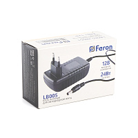 Трансформатор электронный для светодиодной ленты 24W 12V (драйвер), LB005 FERON Артикул 48051 Трансформатор электронный для светодиодной ленты 24W 12V (драйвер), LB005 FERON Артикул 48051