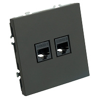 Розетка компьютерная 2-местная RJ-45 (механизм), STEKKER, серия Эмили, RST00-5111-05, черный уголь, soft touch 49848 Розетка компьютерная 2-местная RJ-45 (механизм), STEKKER, серия Эмили, RST00-5111-05, черный уголь, soft touch 49848