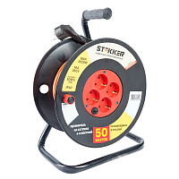 Удлинитель на катушке Stekker Standart  STD01-40-50 (ТЕН303-197) 4-х местный с/з ПВС 3*1, оранжевый, 16А, IP40, 50м 49391