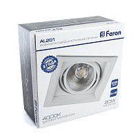 Светодиодный светильник Feron AL201 карданный 1x20W 4000K 35 градусов ,белый Светодиодный светильник Feron AL201 карданный 1x20W 4000K 35 градусов ,белый