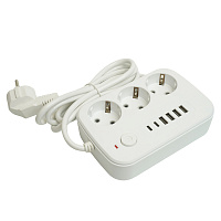 Удлинитель 3-местный c/з 3x1 мм2, 1,8 м, 250В, 10А, 4USB+2Type-C 2,4А, серия Home plus, белый STEKKER HM09-36-02 49972 Удлинитель 3-местный c/з 3x1 мм2, 1,8 м, 250В, 10А, 4USB+2Type-C 2,4А, серия Home plus, белый STEKKER HM09-36-02 49972