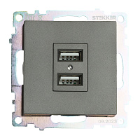 Розетка 2-местная USB (механизм), 250В, 2,1А, серия Катрин, графит, GLS10-7115-06 49422 Розетка 2-местная USB (механизм), 250В, 2,1А, серия Катрин, графит, GLS10-7115-06 49422