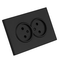 Розетка 2-местная с з/ш, б/з, СЗК, STEKKER, 250В, 16А, серия Эмили, RST16-5116-05ZK, черный уголь, soft touch 50253