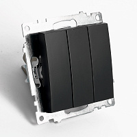 Выключатель 3-клавишный (механизм), STEKKER GLS10-7108-05, 250V, 10А, серия Катрин, черный 49172 Выключатель 3-клавишный (механизм), STEKKER GLS10-7108-05, 250V, 10А, серия Катрин, черный 49172