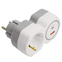 Разветвитель сетевой на 1 выход с/з STEKKER 250В, 16А, USB A+ Type C, 2,4А, PD, белый/серый, ADP16-16-20 50109 Разветвитель сетевой на 1 выход с/з STEKKER 250В, 16А, USB A+ Type C, 2,4А, PD, белый/серый, ADP16-16-20 50109