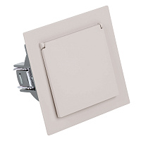 Розетка 1-местная с крышкой с защ. штор, STEKKER, с/з, 250В, 16А, серия Мия, RST16-3112-08, пудровый жемчуг 50485