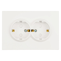 Розетка 2-местная с з/ш, с/з, СЗК, STEKKER, 250В, 16А, серия Эмили, RST16-5114-01ZK, белый фарфор, soft touch 50236