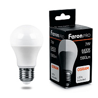 Лампа светодиодная Feron.PRO LB-1007 Шар E27 7W 175-265V 6400K 38025 Лампа светодиодная Feron.PRO LB-1007 Шар E27 7W 175-265V 6400K 38025