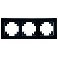 Рамка 3-местная, стекло, STEKKER GFR00-7003-05, серия Катрин, черный 39520