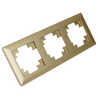 Рамка STEKKER, PFR00-7003-08 3-местная, пластик, серия Катрин, золото 49608 Рамка STEKKER, PFR00-7003-08 3-местная, пластик, серия Катрин, золото 49608