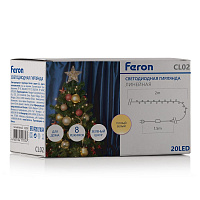 Светодиодная гирлянда Feron CL02 линейная 2м +1.5м 230V 2700K c питанием от сети,контроллером, зеленый шнур Светодиодная гирлянда Feron CL02 линейная 2м +1.5м 230V 2700K c питанием от сети,контроллером, зеленый шнур