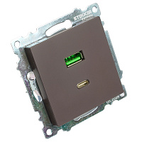 Розетка 2-местная USB + type C, STEKKER GLS10-7116-04, 250В, 3А, max 20W,серия Катрин, шоколад 50057 Розетка 2-местная USB + type C, STEKKER GLS10-7116-04, 250В, 3А, max 20W,серия Катрин, шоколад 50057