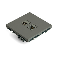 Розетка TV + компьютерная RJ-45 (механизм), STEKKER, серия Эмили, RST00-5106-10, платиново-серый, soft touch 49950 Розетка TV + компьютерная RJ-45 (механизм), STEKKER, серия Эмили, RST00-5106-10, платиново-серый, soft touch 49950