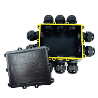 Распределительная коробка STEKKER LD554, количество вводов: 10, поликарбонат, нейлон, цвет черный, размер 183.1*163,1*59,4мм. 50556