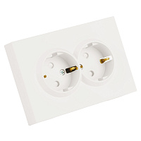 Розетка 2-местная с защитной шторкой, STEKKER, с/з, 250В, 16А, серия Эмили, RST16-5114-01, белый фарфор, soft touch  49882