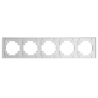 Рамка 5-местная, стекло, STEKKER, GFR00-7005-01М, серия Катрин, белый матовый 49598