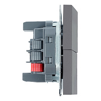 Переключатель 2-клавишный (механизм), СЗК, STEKKER, 250В, 10А, серия Эмили, RSW10-5107-10ZK, платиново-серый, soft touch 50241