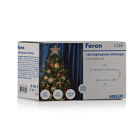 Светодиодная гирлянда Feron CL08 линейная 60м + 3м 230V 5000К, c питанием от сети, эффектом стробов, зеленый шнур Светодиодная гирлянда Feron CL08 линейная 60м + 3м 230V 5000К, c питанием от сети, эффектом стробов, зеленый шнур