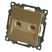 Розетка компьютерная 2-местная RJ-45 (механизм) STEKKER GLS00-7109-08, серия Катрин, золото 50009 Розетка компьютерная 2-местная RJ-45 (механизм) STEKKER GLS00-7109-08, серия Катрин, золото 50009