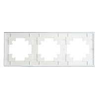 Рамка 3-местная, стекло, STEKKER, GFR00-7003-01, серия Катрин, белый матовый 49596