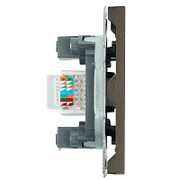 Розетка компьютерная 1-местная RJ-45 (механизм), STEKKER, серия Эмили, RST00-5117-09, антрацит, soft touch 49925