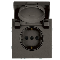 Розетка 1-местная с крышкой с защ. штор, STEKKER, с/з, IP42, 250В, 16А, серия Эмили, RST16-5112-09, антрацит, soft touch 49933