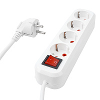 Удлинитель четырехместный с/з с выключателем STEKKER HM03-41-07 3x0,75, 7м, серия Home (У10А-003), белый 39526