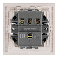 Выключатель 3-клавишный (механизм), STEKKER, 250В, 10А, серия Мия, RSW10-3108-08, пудровый жемчуг 50474