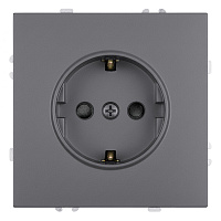 Розетка 1-местная с з/ш, с/з (механизм), СЗК, STEKKER, 250В, 16А, серия Эмили, RST16-5110-10ZK, платиново-серый, soft touch 50243