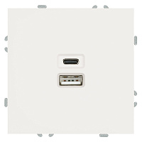 Розетка 2-местная USB + Type C (механизм), STEKKER, 250В, 20W, серия Эмили, RST10-5115-01, белый фарфор, soft touch  49879