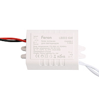 Трансформатор электронный для светодиодной ленты 6W 12V (драйвер), LB003 FERON Артикул 21480 Трансформатор электронный для светодиодной ленты 6W 12V (драйвер), LB003 FERON Артикул 21480