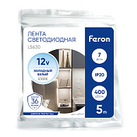 Светодиодная COB лента Feron LS630, 400SMD(2110)/ 7Вт/м 12V 5000*3*1.8мм 6500K, IP20 Артикул 48949 Светодиодная COB лента Feron LS630, 400SMD(2110)/ 7Вт/м 12V 5000*3*1.8мм 6500K, IP20 Артикул 48949