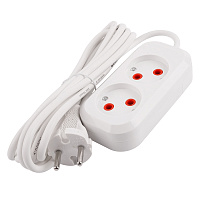 Удлинитель 2-местный б/з Stekker, HM01-20-03, 3м, 2x0,75, серия Home (У10-428), белый 39202