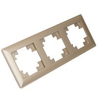 Рамка STEKKER, PFR00-7003-02 3-местная, пластик, серия Катрин, шампань 39804 Рамка STEKKER, PFR00-7003-02 3-местная, пластик, серия Катрин, шампань 39804