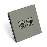 Розетка TV + компьютерная RJ-45 (механизм), STEKKER, серия Эмили, RST00-5106-10, платиново-серый, soft touch 49950 Розетка TV + компьютерная RJ-45 (механизм), STEKKER, серия Эмили, RST00-5106-10, платиново-серый, soft touch 49950
