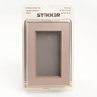 Рамка 2-местная (без перемычки), стекло, STEKKER, GFR00-7012-02, серия Катрин, шампань 39567 Рамка 2-местная (без перемычки), стекло, STEKKER, GFR00-7012-02, серия Катрин, шампань 39567