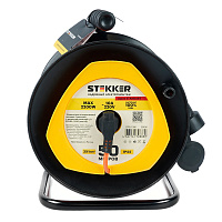 Удлинитель на пластиковой катушке Stekker STD02-11-50 (UG), 50м, 1 гнездо, с/з 3*1, оранжевый, серия Standart  39636
