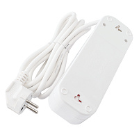 Удлинитель трехместный с/з с выключателем STEKKER HM03-31-02 3x0,75, 2м, серия Home (У10А-002), белый 39197