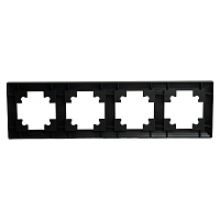 Рамка STEKKER, PFR00-7004-05 4-местная, пластик, серия Катрин, черный 39815 Рамка STEKKER, PFR00-7004-05 4-местная, пластик, серия Катрин, черный 39815